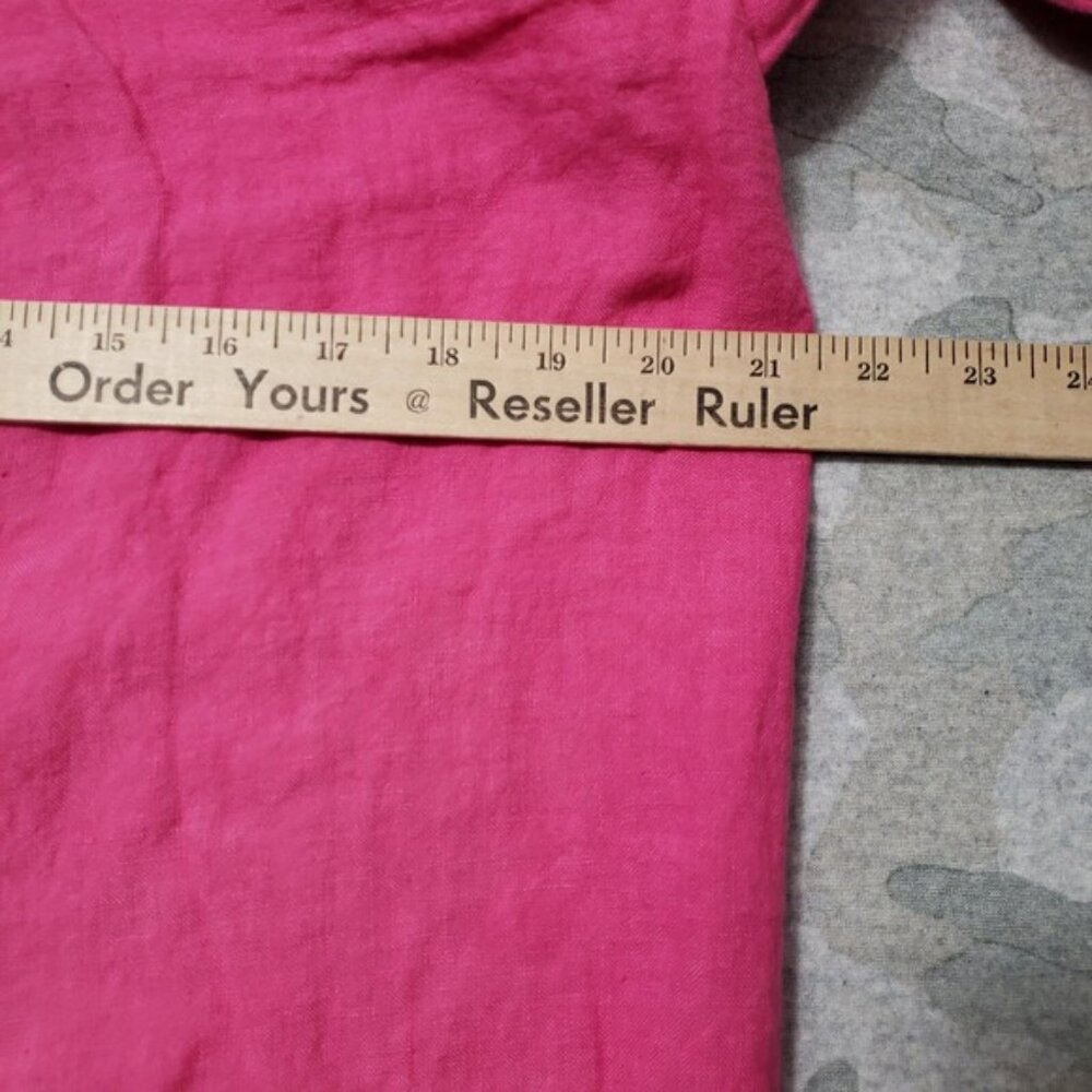 Rosemarine Top Womens Large Pink Linen Long Sleeve Button-Up - Picture 9 of 10